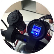 Wasserdichtes Motorrad-Handbar-USB-Soket-Power-Telefon-Ladegerät mit 60 cm Leitungslänge Senden Sie 2 STÜCKE Sicherung als Geschenk
